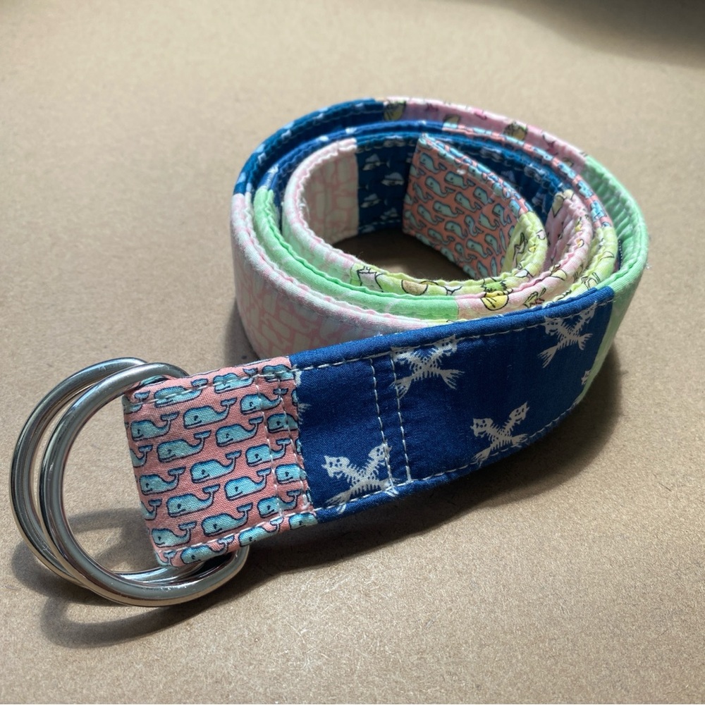 Vineyard Vines Men’s Patchwork Multicolor Fabric Belt Size Small